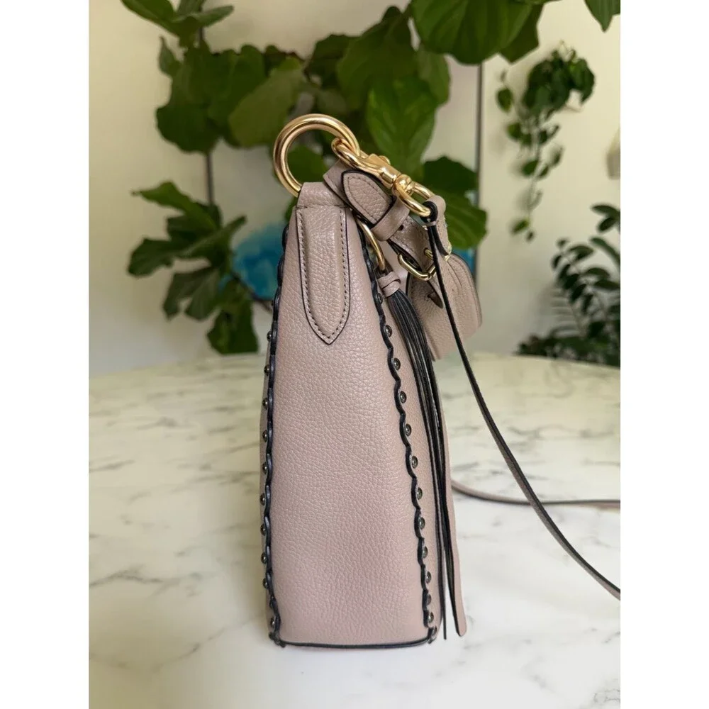 Coach Sutton Hobo with Scallop Rivets Crossbody Shoulder Bag 76436 Stone Taupe